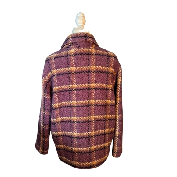 Branigan Weavers Boxy Nubby mauve/ cream/black Jacket Wool Plaid Pattern sz M - Picture 4 of 7